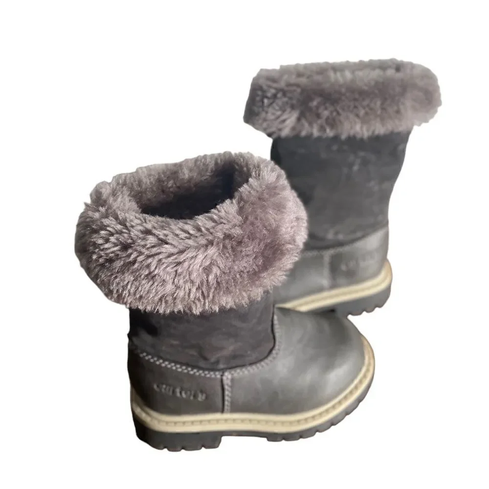 Carter’s Hannah Gray Leather Toddler Boots Size 5